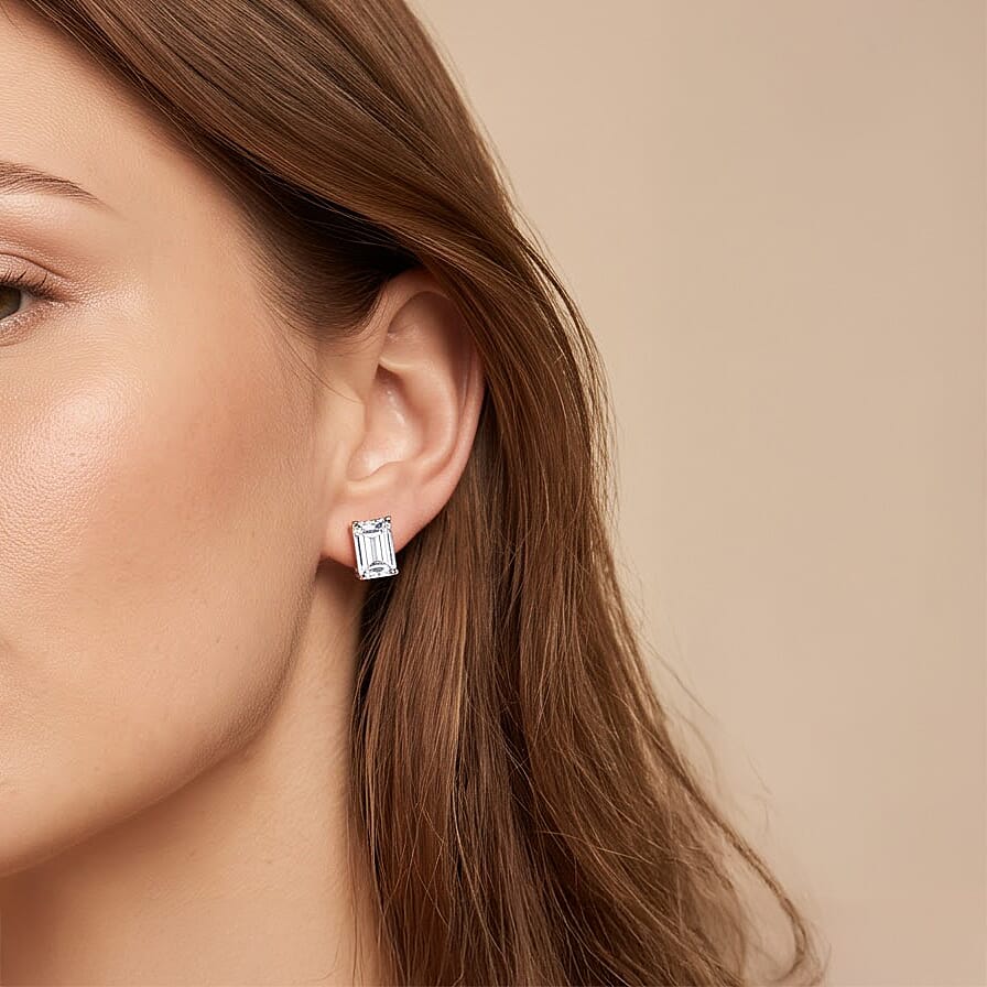 Lab Grown Diamond E-F VS 2.00 ctw Flat Back Earrings in 18K Vermeil Yellow Gold Over Sterling Silver