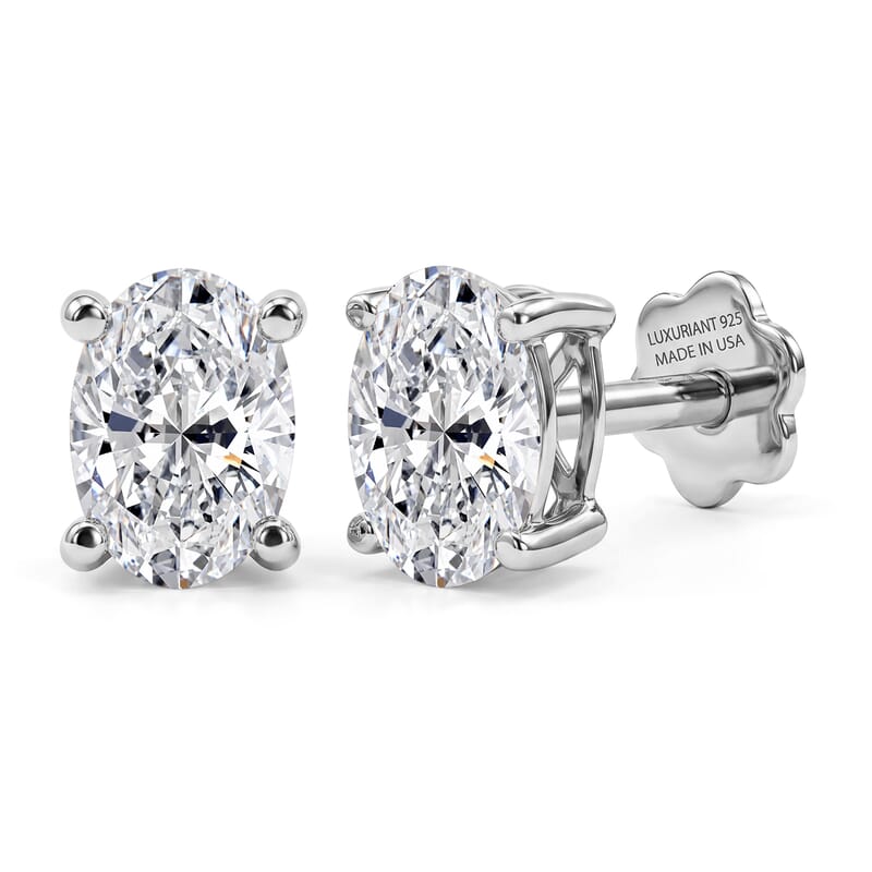 Lab Grown Diamond  Flat Back Earrings in Rhodium Over Sterling Silver 2.00 ctw