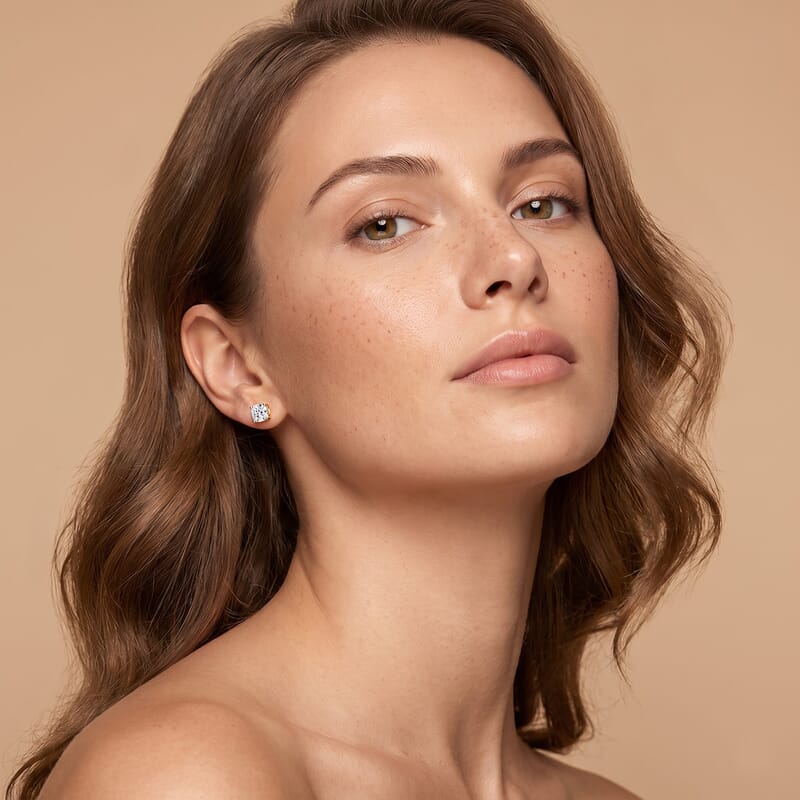 Lab Grown Diamond E-F VS 2.00 ctw Flat Back Earrings in 18K Vermeil Yellow Gold Over Sterling Silver