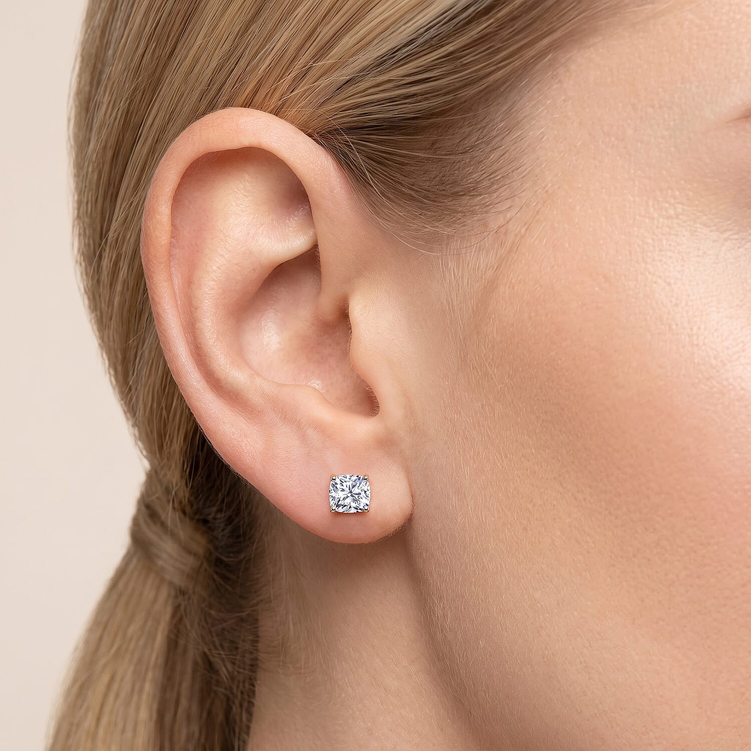 Lab Grown Diamond E-F VS 2.00 ctw Flat Back Earrings in 18K Vermeil Yellow Gold Over Sterling Silver