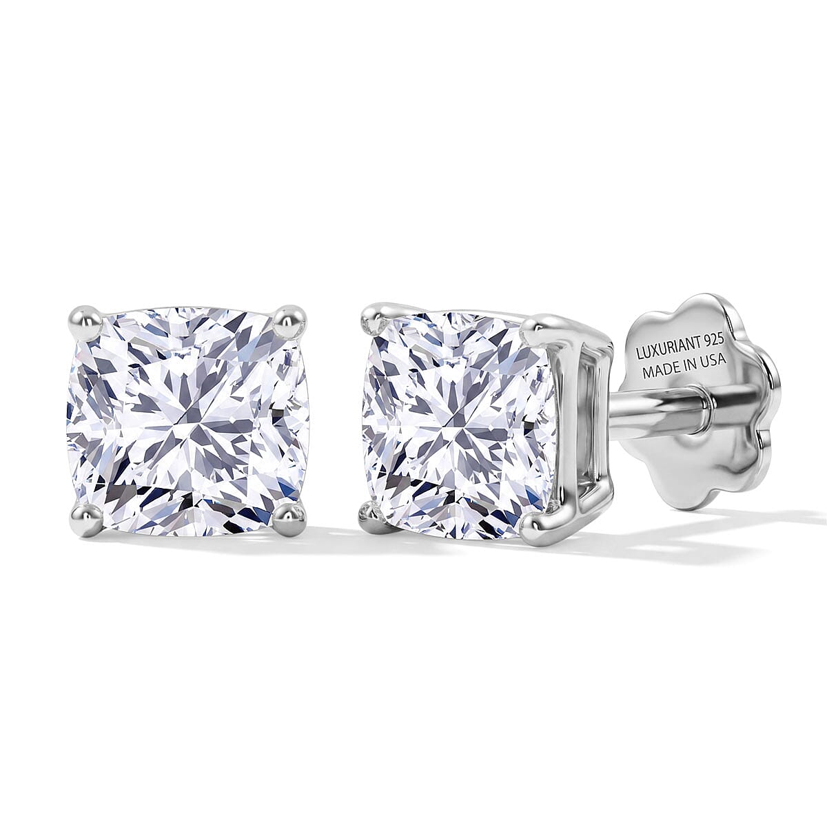 Lab Grown Diamond E-F VS Flat Back Earrings in Rhodium Over Sterling Silver 2.00 ctw