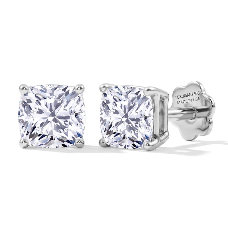 Lab Grown Diamond E-F VS Flat Back Earrings in Rhodium Over Sterling Silver 2.00 ctw