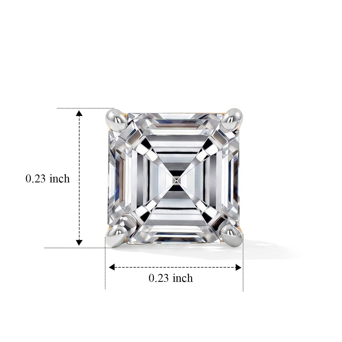 Asscher Cut Lab Grown Diamond E-F VS 2.00 ctw Flat Back Earrings in 18K Vermeil Yellow Gold Over Sterling Silver