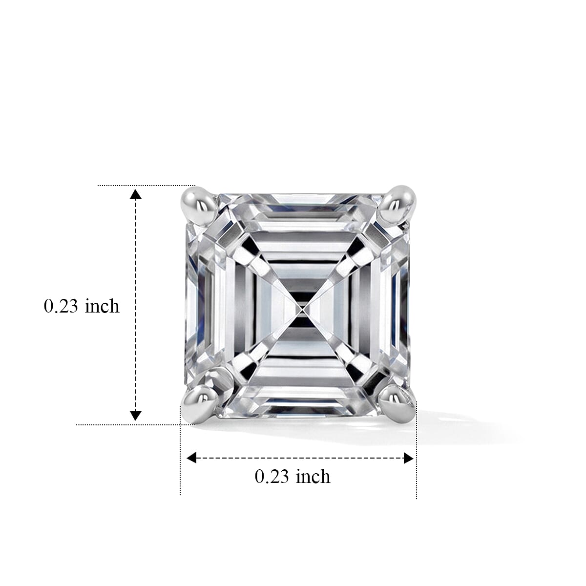 Asscher Cut Lab Grown Diamond E-F VS Flat Back Earrings in Rhodium Over Sterling Silver 2.00 ctw