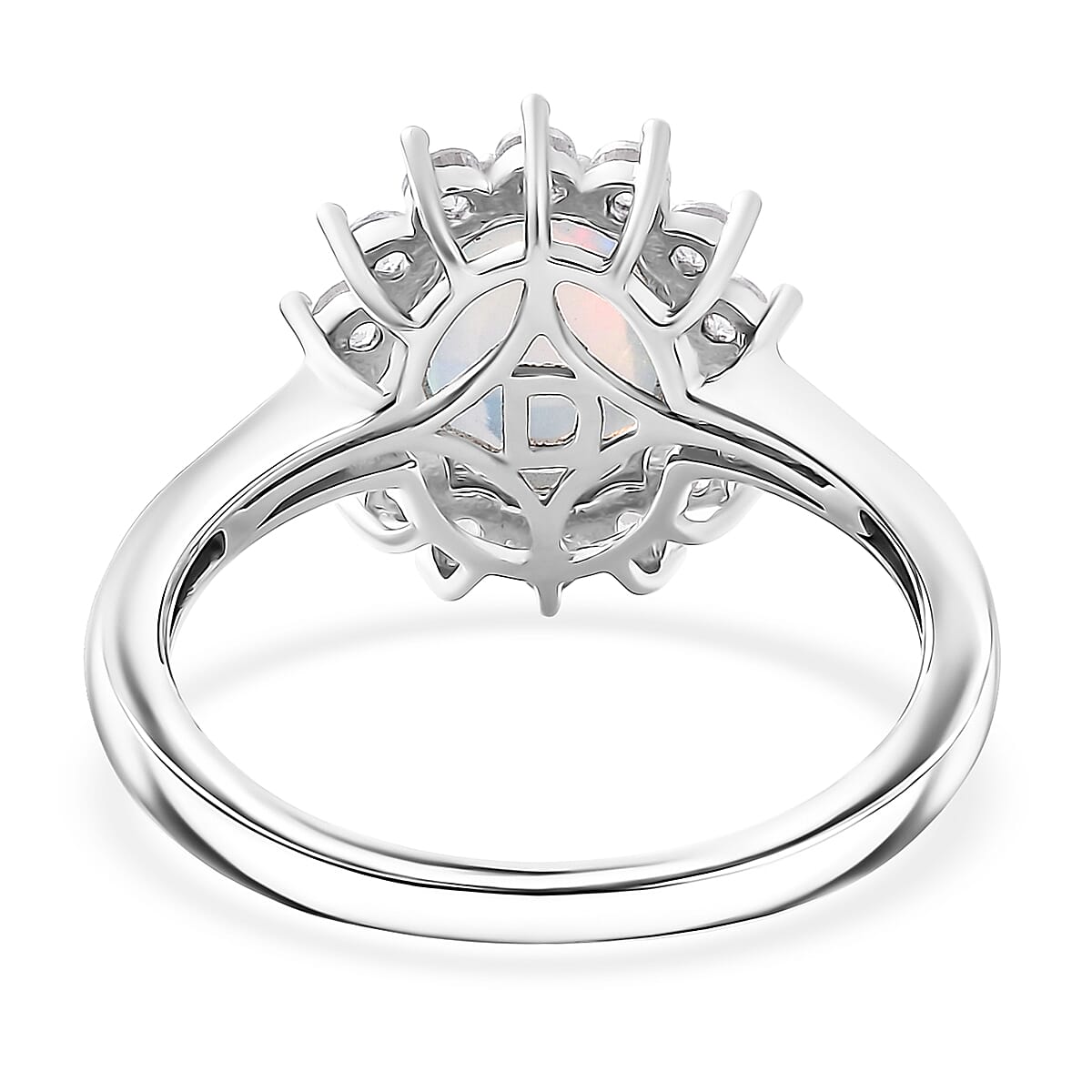 D'Joy Ethiopian Welo Opal, White Zircon Ring in Platinum Over Sterling Silver 1.85 ctw (Size 10.0)