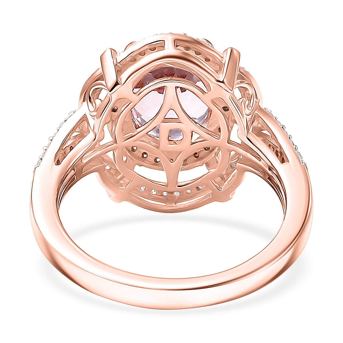 D'Joy Martha Rocha Kunzite, Natural Diamond Ring in 18K Vermeil RG Over Sterling Silver 4.10 ctw (Size 10.0)