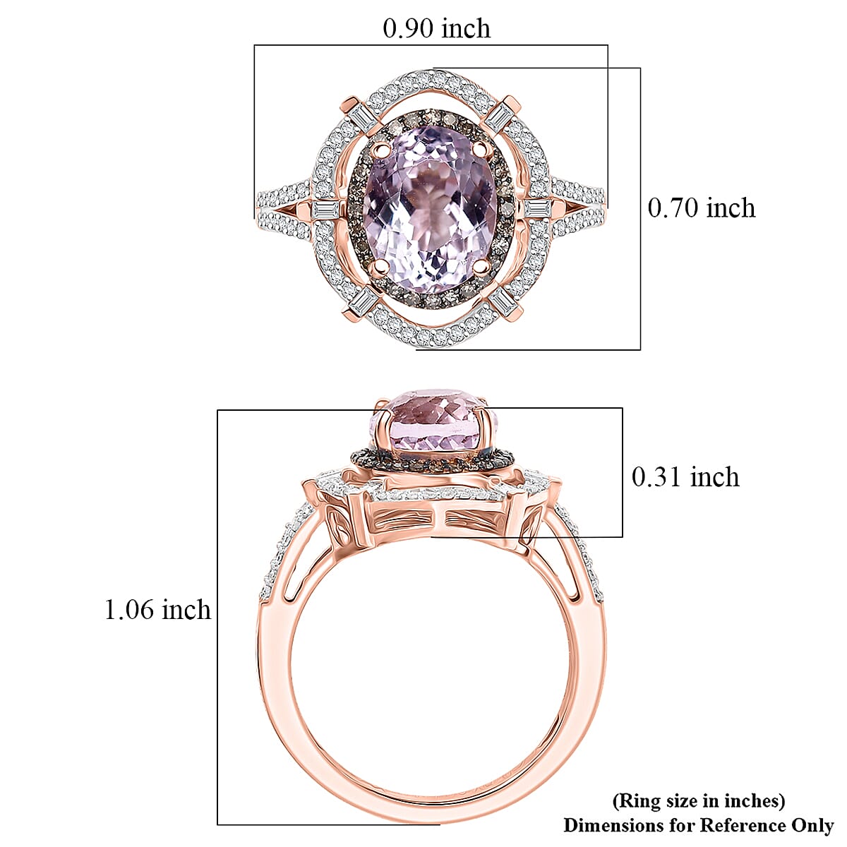 D'Joy Martha Rocha Kunzite, Natural Diamond Ring in 18K Vermeil RG Over Sterling Silver 4.10 ctw (Size 10.0)