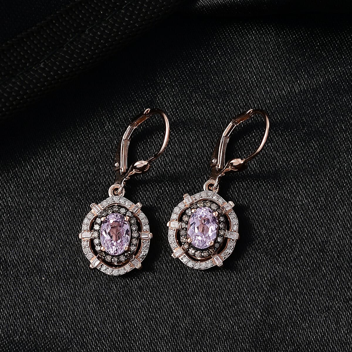 D'Joy Martha Rocha Kunzite, Natural Diamond Earrings in 18K Vermeil RG Over Sterling Silver 2.60 ctw image number 1