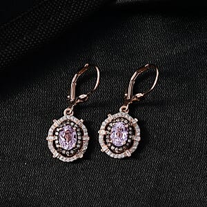 D'Joy Martha Rocha Kunzite, Natural Diamond Earrings in 18K Vermeil RG Over Sterling Silver 2.60 ctw