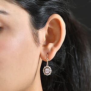 D'Joy Martha Rocha Kunzite, Natural Diamond Earrings in 18K Vermeil RG Over Sterling Silver 2.60 ctw