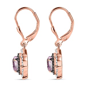 D'Joy Martha Rocha Kunzite, Natural Diamond Earrings in 18K Vermeil RG Over Sterling Silver 2.60 ctw