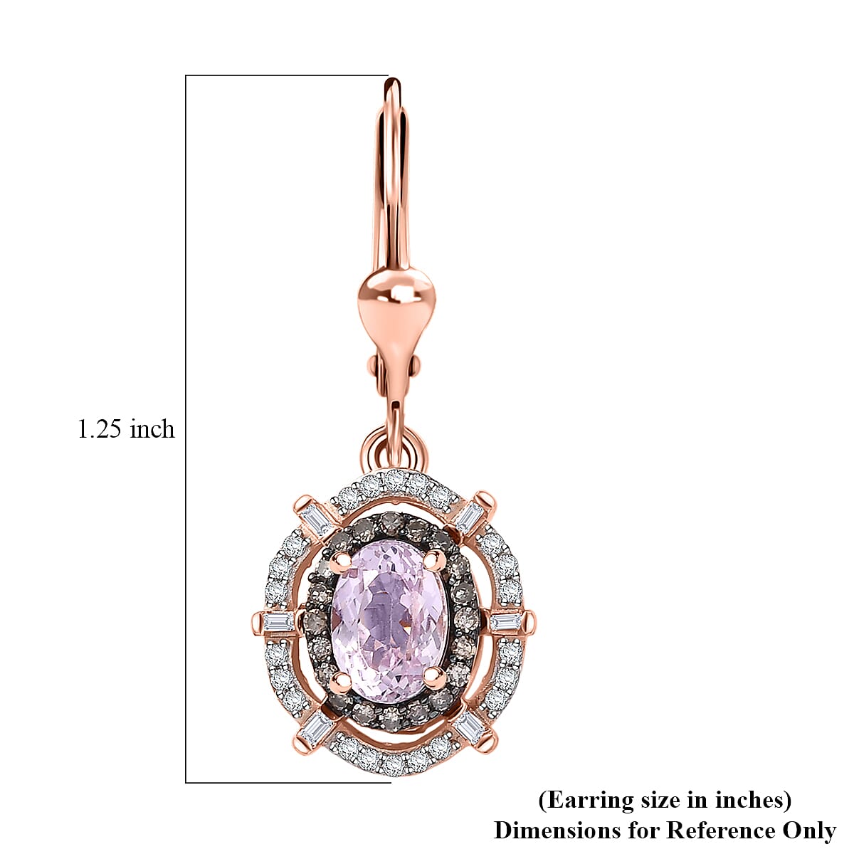 D'Joy Martha Rocha Kunzite, Natural Diamond Earrings in 18K Vermeil RG Over Sterling Silver 2.60 ctw