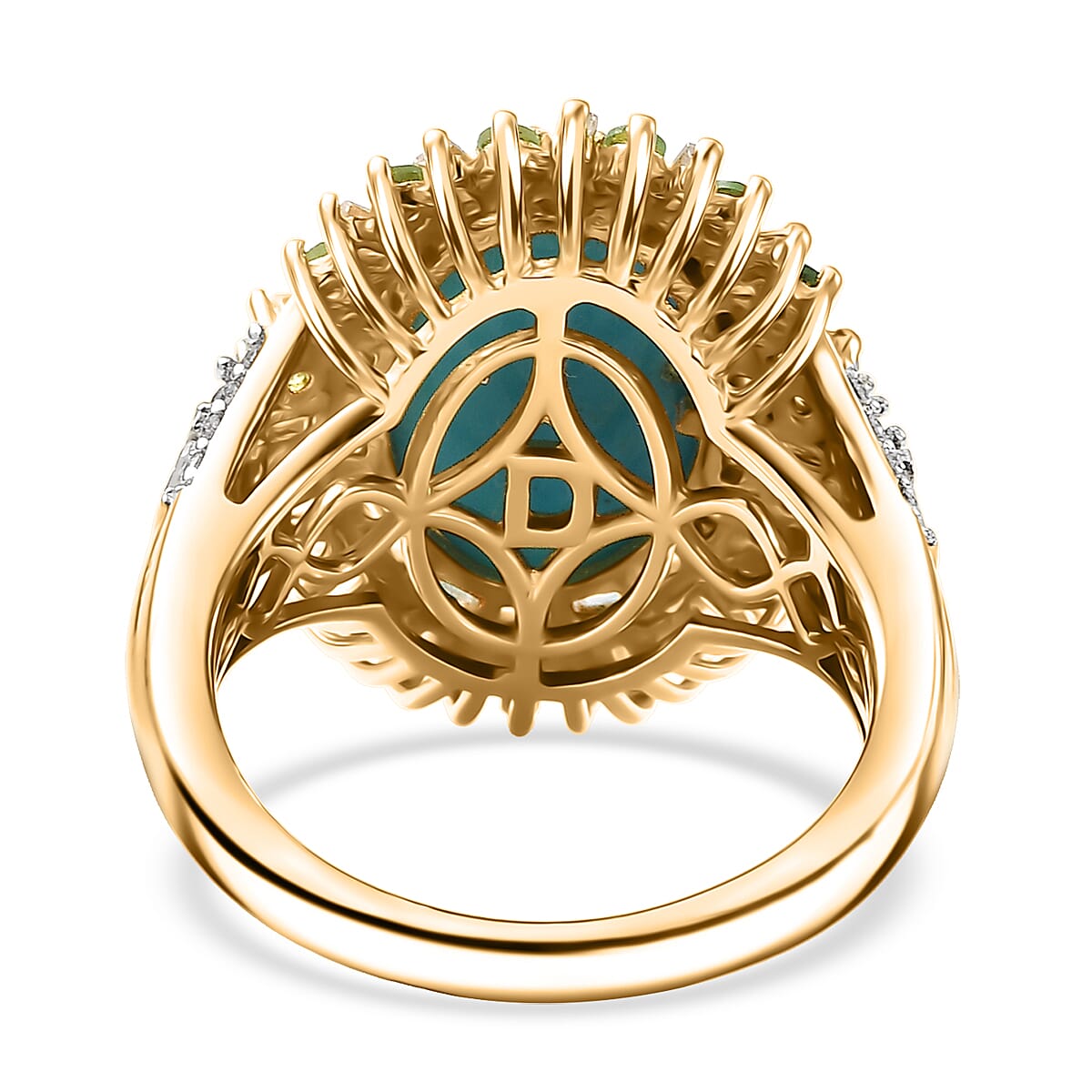 D'Joy Sleeping Beauty Turquoise and Multi Gemstone 6.85 ctw Ring in 18K Vermeil Yellow Gold Over Sterling Silver (Size 10.0) image number 4