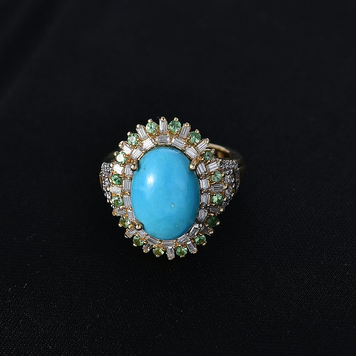D'Joy Sleeping Beauty Turquoise, Multi Gemstone Ring in 18K Vermeil YG Over Sterling Silver 6.85 ctw (Size 8.0) image number 1