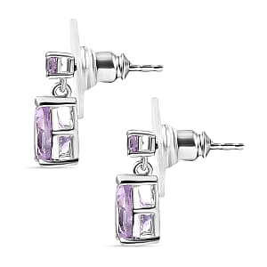 D'Joy Rose De France Amethyst 2.20ctw Stud Earrings in Platinum Over Sterling Silver