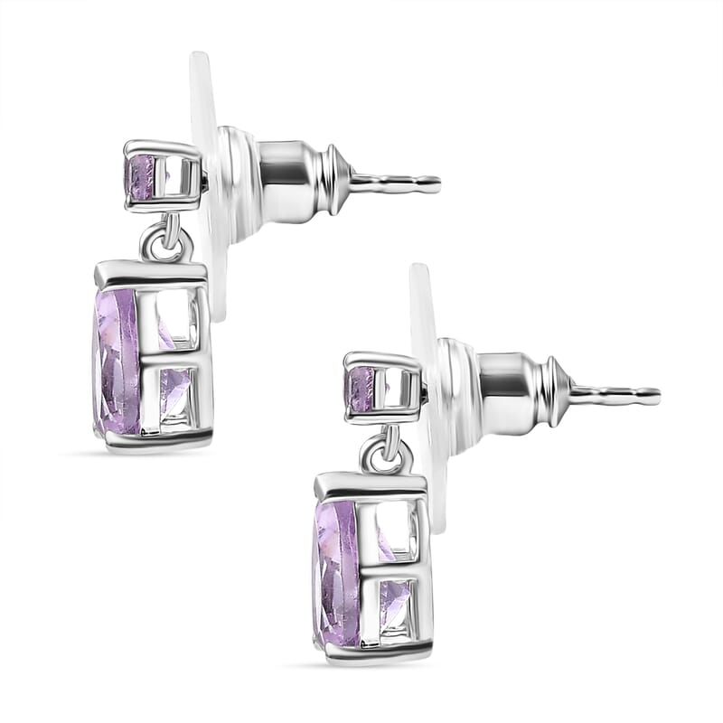 D'Joy Rose De France Amethyst 2.20ctw Stud Earrings in Platinum Over Sterling Silver