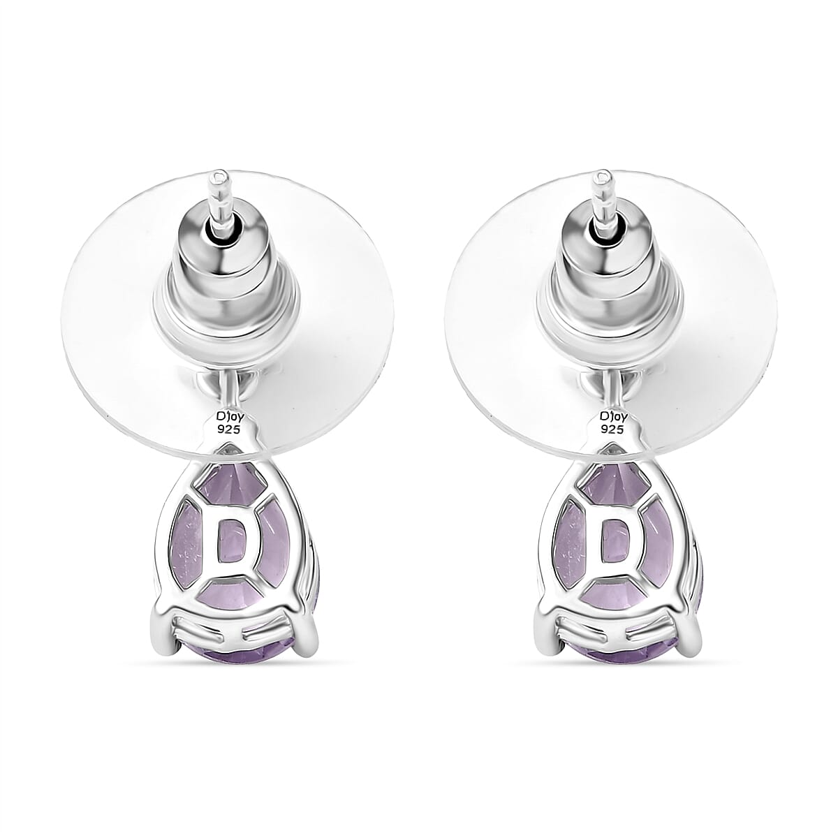 D'Joy Rose De France Amethyst 2.20ctw Stud Earrings in Platinum Over Sterling Silver image number 4