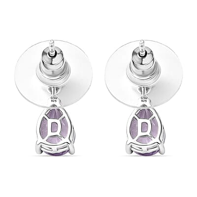 D'Joy Rose De France Amethyst 2.20ctw Stud Earrings in Platinum Over Sterling Silver