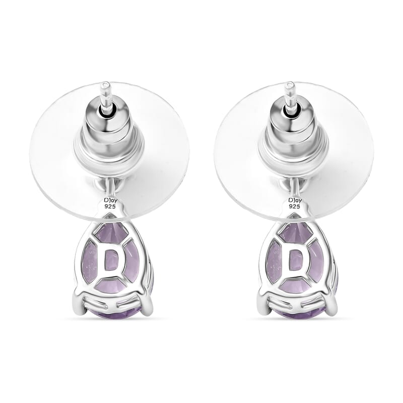 D'Joy Rose De France Amethyst 2.20ctw Stud Earrings in Platinum Over Sterling Silver