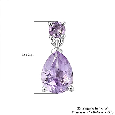 D'Joy Rose De France Amethyst 2.20ctw Stud Earrings in Platinum Over Sterling Silver