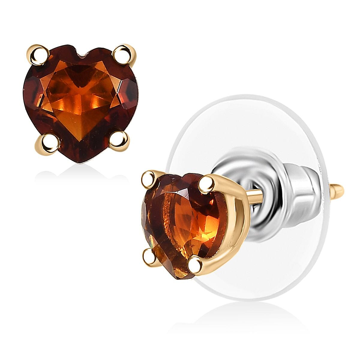 Doorbuster D'Joy Premium Red Citrine 1.45 ctw Flame Heart Earrings in 18K Vermeil Yellow Gold Over Sterling Silver image number 0