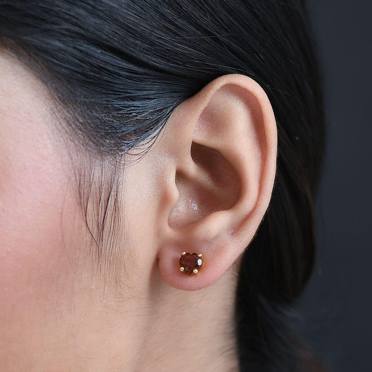 Doorbuster D'Joy Premium Red Citrine 1.45 ctw Flame Heart Earrings in 18K Vermeil Yellow Gold Over Sterling Silver image number 2