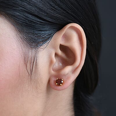 D'Joy Premium Red Citrine 1.45 ctw Flame Heart Earrings in 18K Vermeil Yellow Gold Over Sterling Silver
