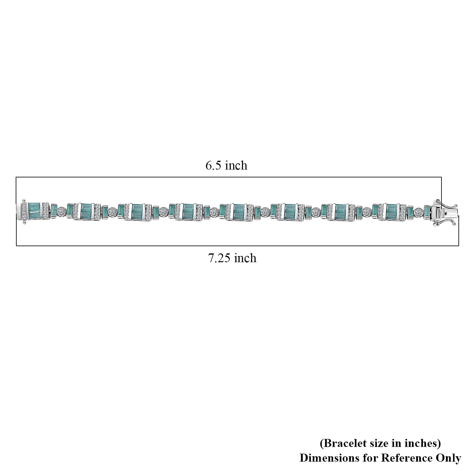 D'Joy Premium Grandidierite and Moissanite 7.50 ctw Celestial Stream Bracelet in Rhodium Over Sterling Silver (6.50 In)