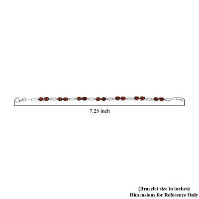 D'Joy Premium Red Citrine and Moissanite 6.10 ctw Chain of Flames Bracelet in Rhodium Over Sterling Silver (7.25 In)