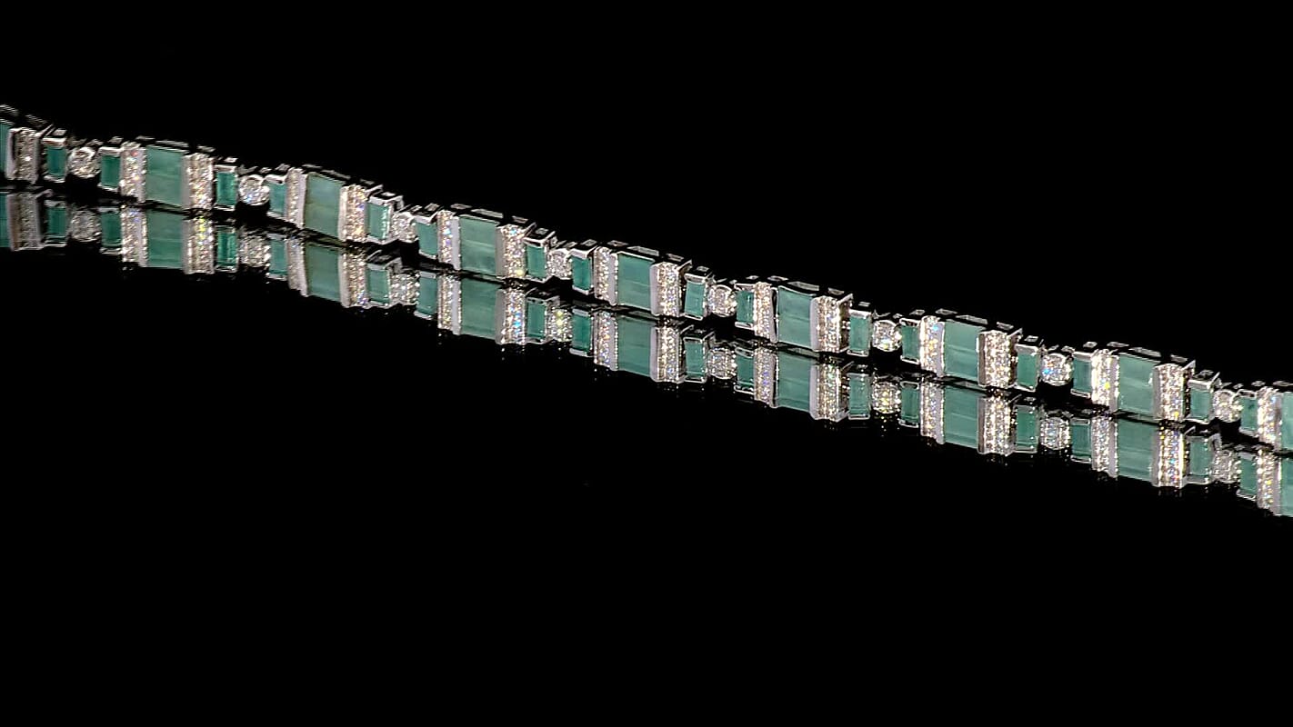 D'Joy Premium Grandidierite, Moissanite Bracelet in Rhodium Over Sterling Silver (6.50 In) 7.50 ctw