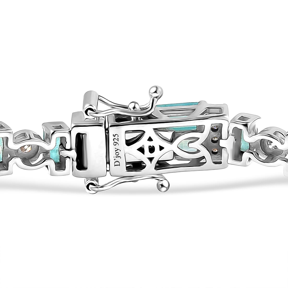 D'Joy Premium Grandidierite and Moissanite 8.40 ctw Celestial Stream Bracelet in Rhodium Over Sterling Silver (7.25 In) image number 3