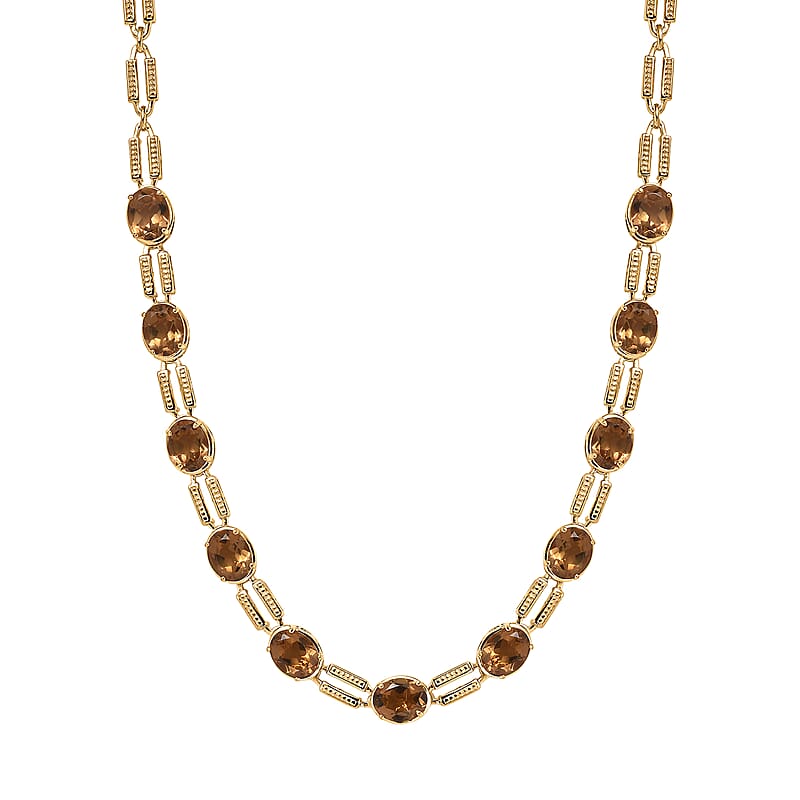 EverTrue Golden Fall Autumn Alexite 20.10 ctw Station Necklace in 18K YG Plated 18-20 Inches