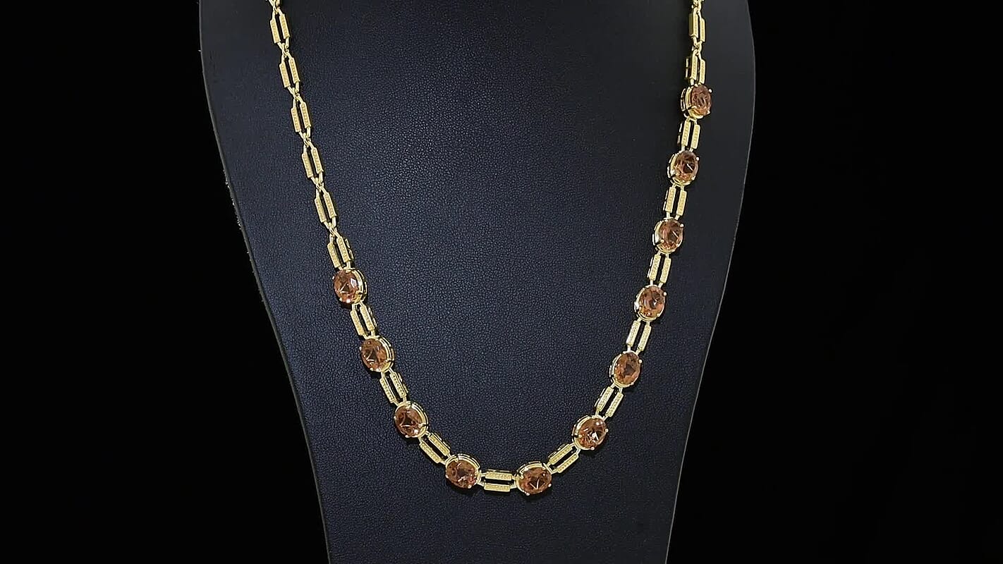 EverTrue Golden Fall Autumn Alexite 20.10 ctw Station Necklace in 18K YG Plated 18-20 Inches