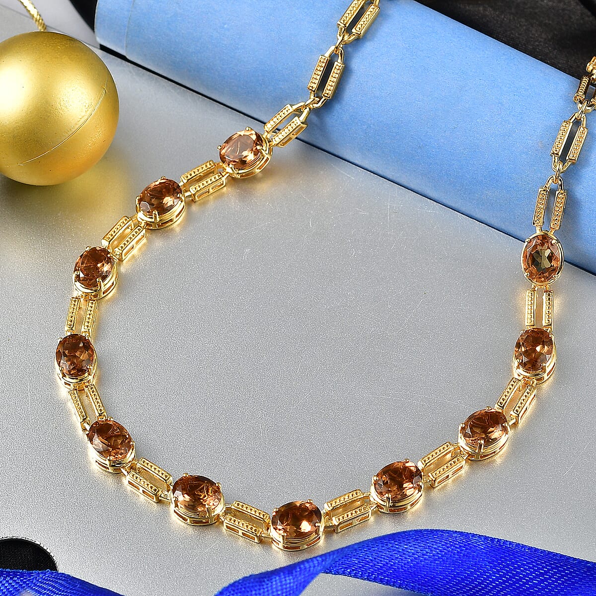 EverTrue Autumn Alexite 20.10 ctw Station Necklace in 18K YG Plated 18-20 Inches  image number 1