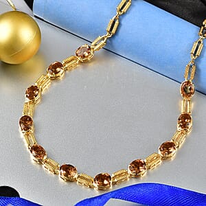 EverTrue Golden Fall Autumn Alexite 20.10 ctw Station Necklace in 18K YG Plated 18-20 Inches 