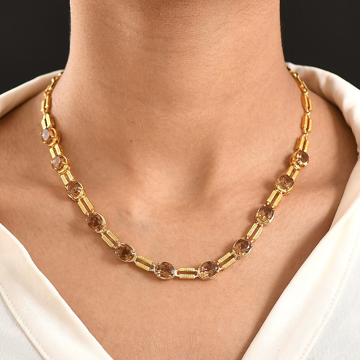 EverTrue Autumn Alexite 20.10 ctw Station Necklace in 18K YG Plated 18-20 Inches  image number 2