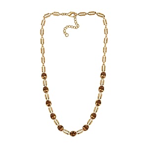 EverTrue Golden Fall Autumn Alexite 20.10 ctw Station Necklace in 18K YG Plated 18-20 Inches 