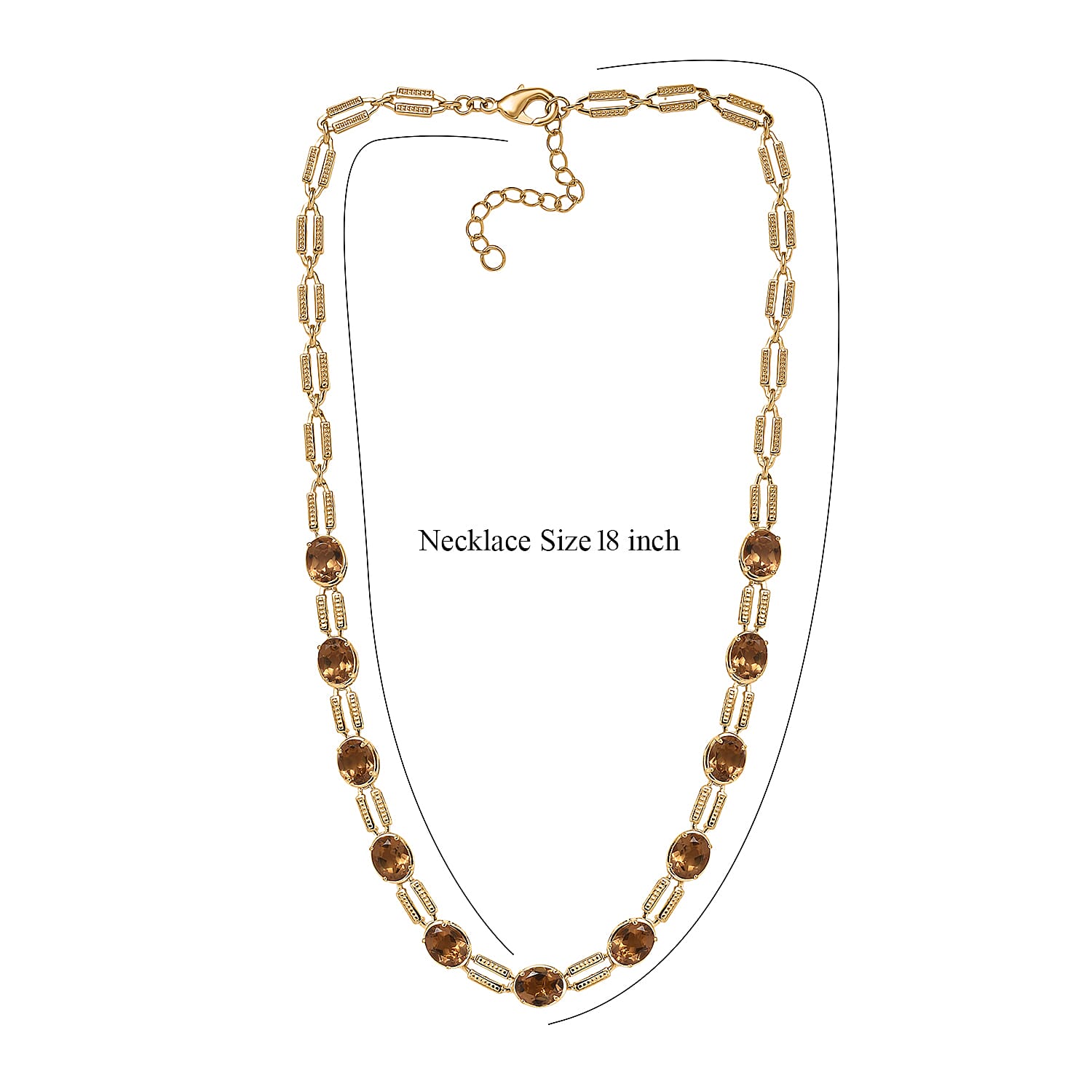 EverTrue Golden Fall Autumn Alexite 20.10 ctw Station Necklace in 18K YG Plated 18-20 Inches 