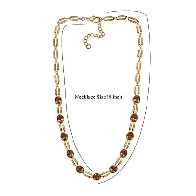 EverTrue Golden Fall Autumn Alexite 20.10 ctw Station Necklace in 18K YG Plated 18-20 Inches