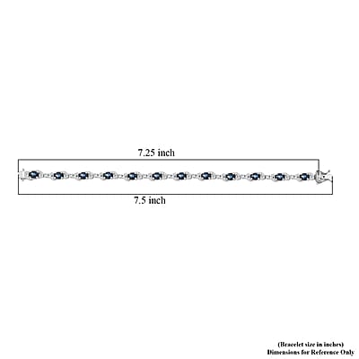 D'Joy Premium Blue Star Sapphire (DF) and Moissanite 11.00 ctw Starlit Harmony Bracelet in Rhodium Over Sterling Silver (7.25 In)
