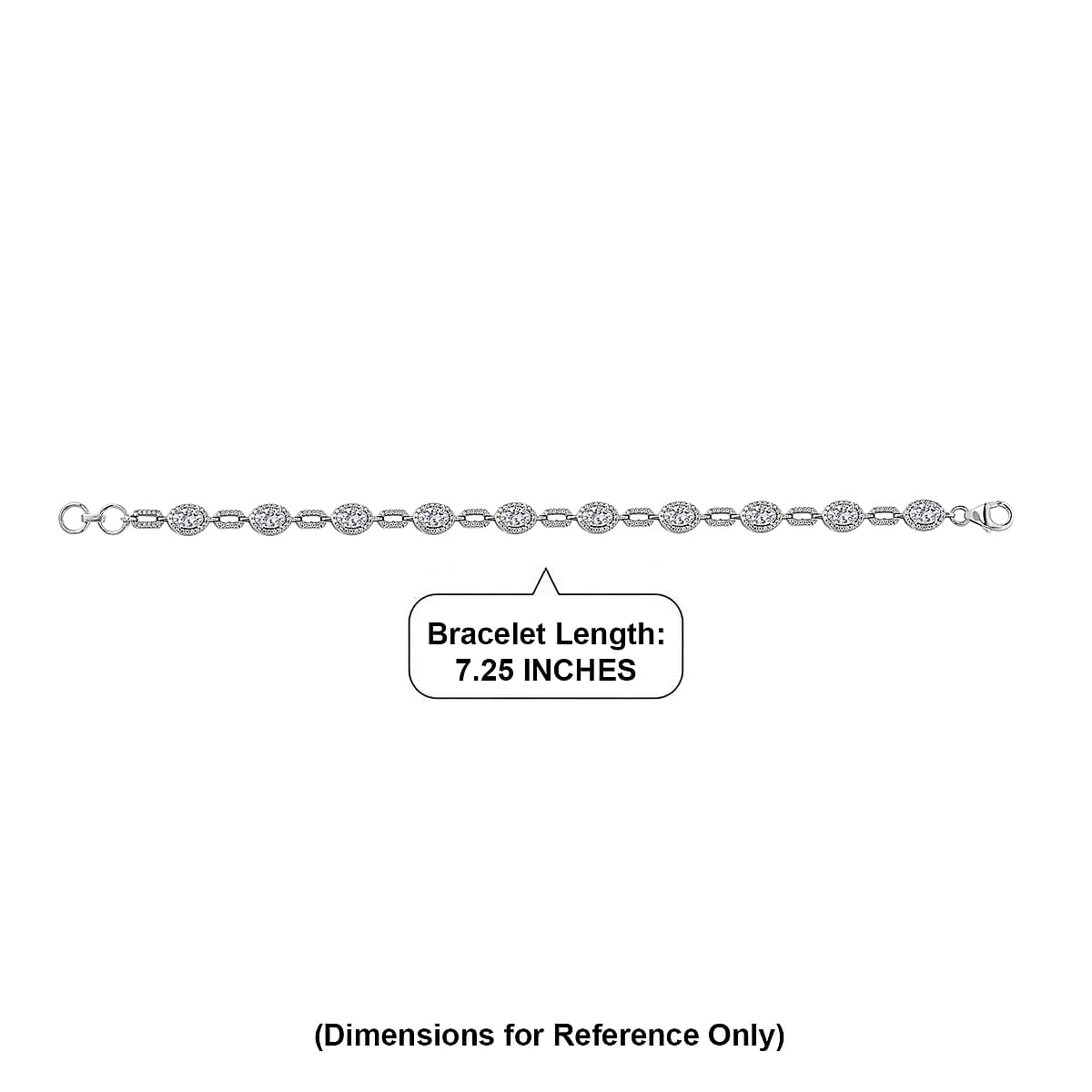D'Joy Strontium Titanate and Moissanite 8.35 ctw Oval Symphony Bracelet in Rhodium Over Sterling Silver (7.25 In) image number 4