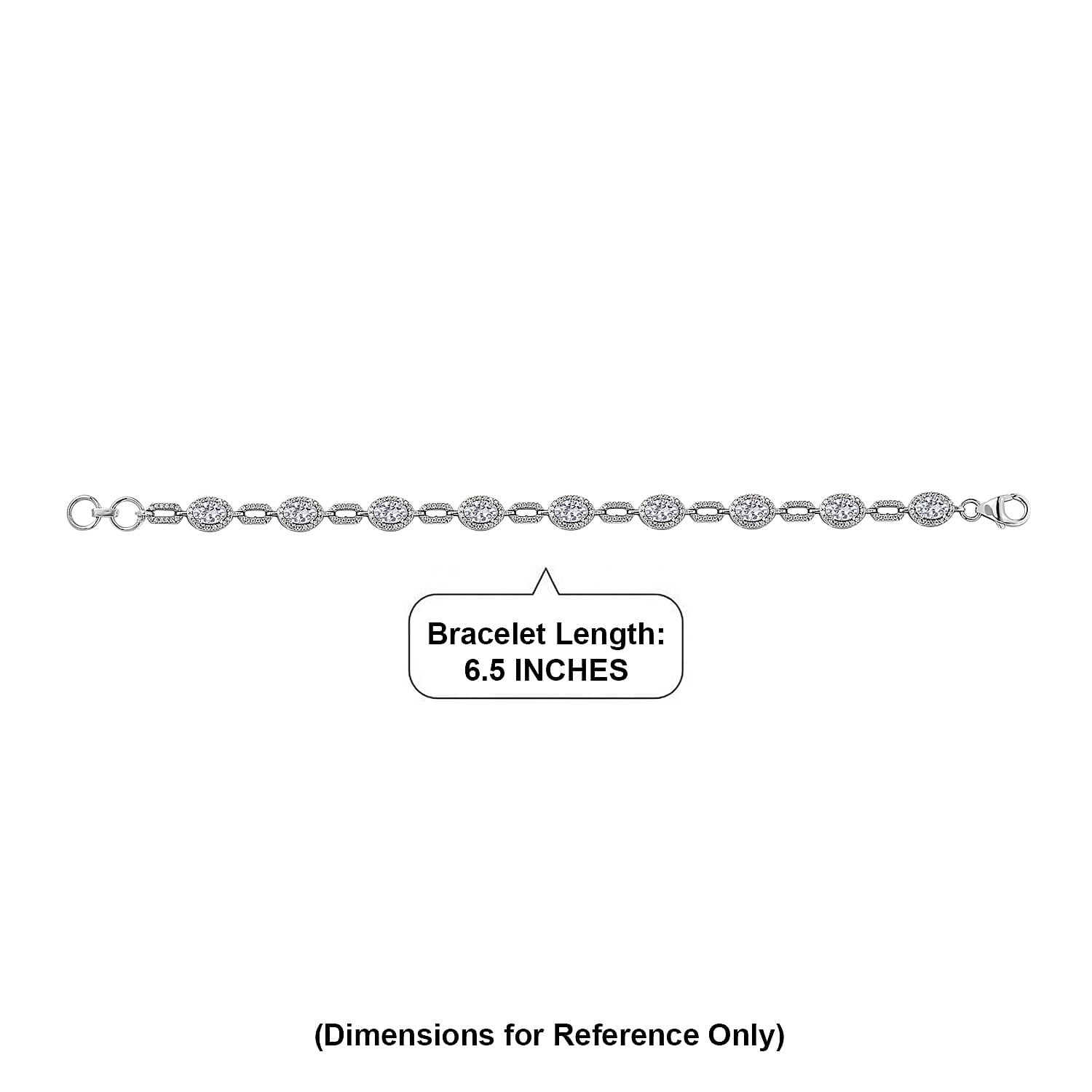 D'Joy Strontium Titanate and Moissanite 7.15 ctw Oval Symphony Bracelet in Rhodium Over Sterling Silver (6.50 In)
