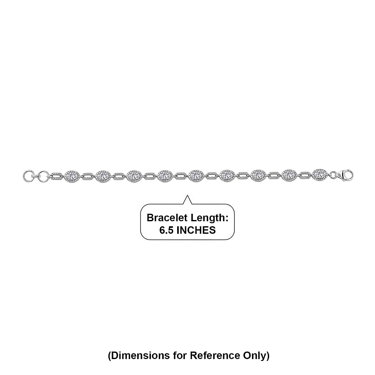D'Joy Strontium Titanate and Moissanite 7.15 ctw Oval Symphony Bracelet in Rhodium Over Sterling Silver (6.50 In) image number 4