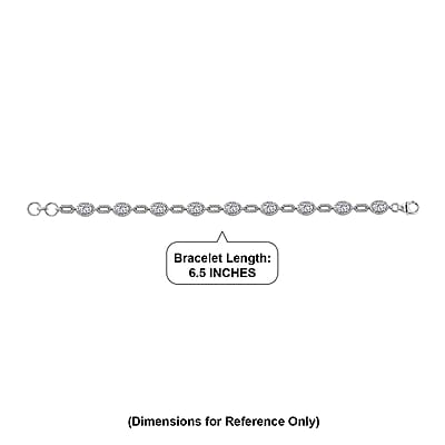 D'Joy Strontium Titanate and Moissanite 7.15 ctw Oval Symphony Bracelet in Rhodium Over Sterling Silver (6.50 In)