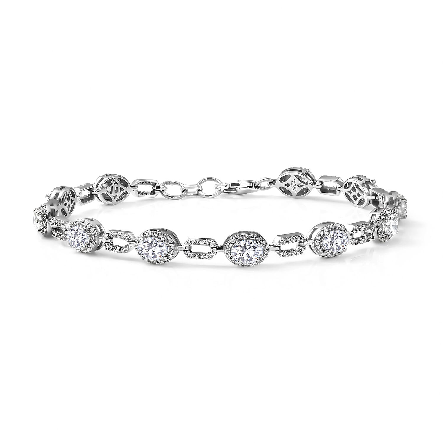 D'Joy Strontium Titanate, Moissanite Bracelet in Rhodium Over Sterling Silver (7.25 In) 8.35 ctw