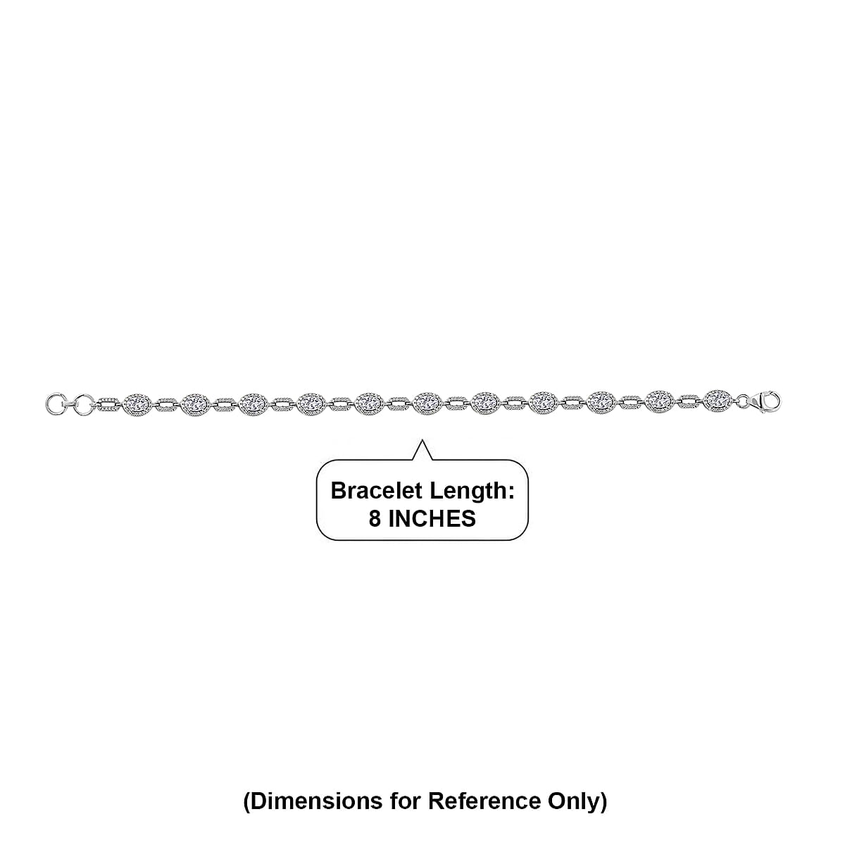 D'Joy Strontium Titanate and Moissanite 9.90 ctw Oval Symphony Bracelet in Rhodium Over Sterling Silver (8.00 In) image number 4