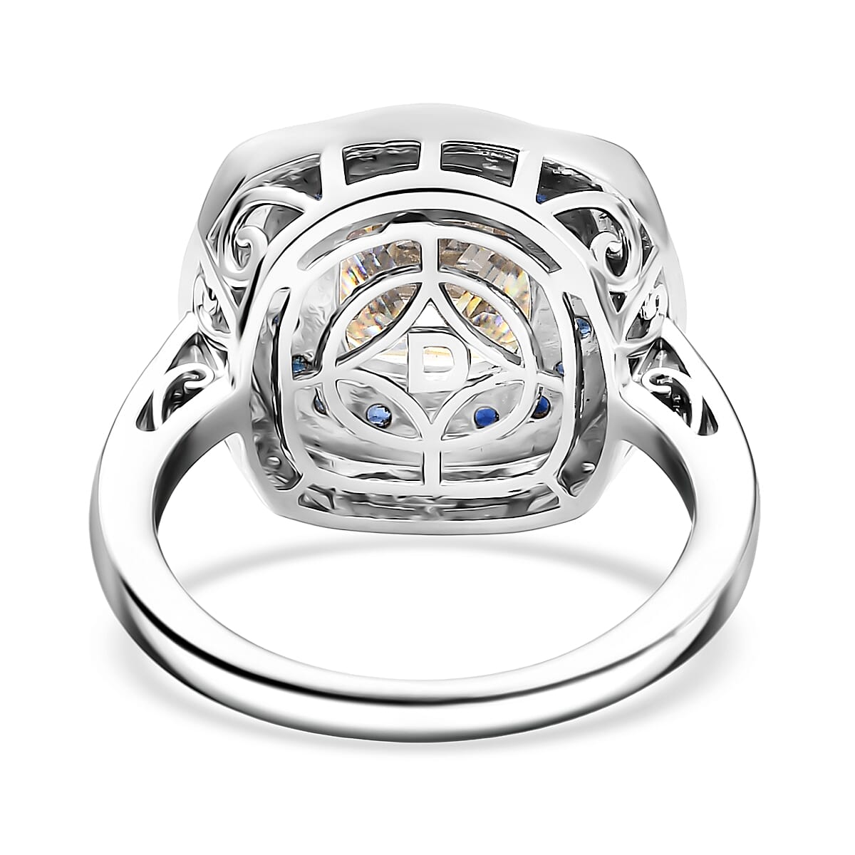 D'Joy Strontium Titanate and Multi Gemstone 4.30 ctw Art Deco Ring in Rhodium Over Sterling Silver (Size 10.0) image number 4