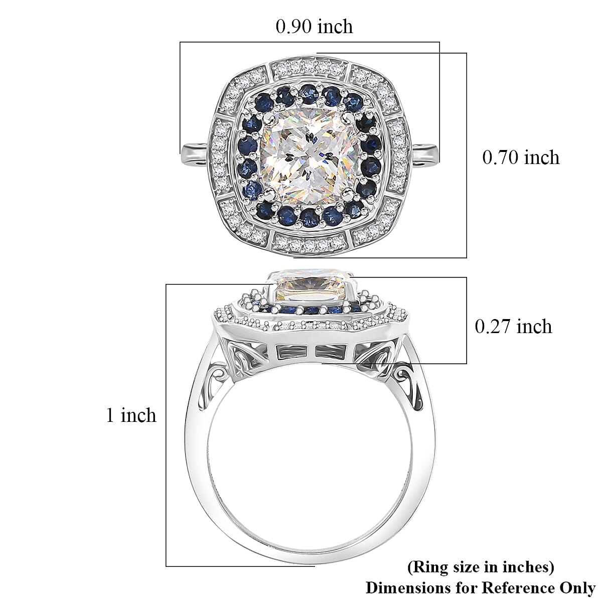 D'Joy Strontium Titanate and Multi Gemstone 4.30 ctw Art Deco Ring in Rhodium Over Sterling Silver (Size 10.0) image number 5