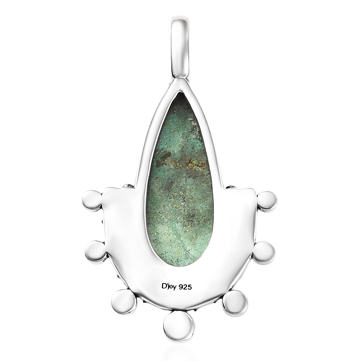 D'Joy Artisan Crafted Premium Royston Turquoise 6.50 ctw Pendant in Black Oxidised Sterling Silver image number 4