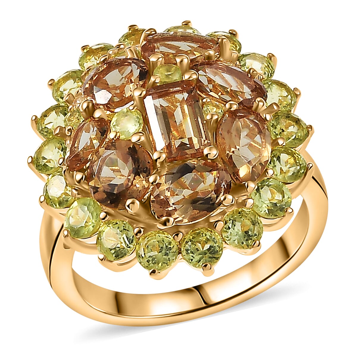 EverTrue Autumn Alexite, Multi Gemstone Ring in 18K YG Plated (Size 10.0) 6.40 ctw